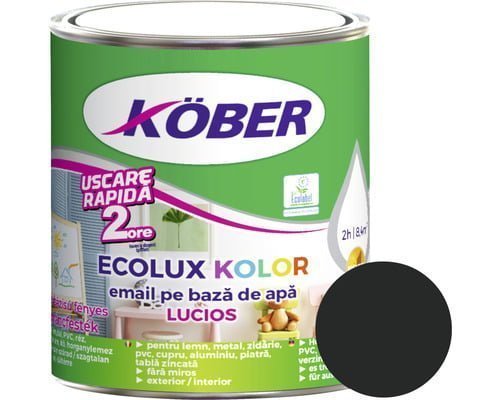 email ecolux kolor lucios negru 900 0.6l kober