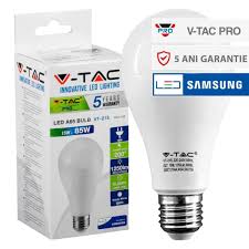 bec led 15w e27 A65 samsung chip 3000k v-tac lumina calda