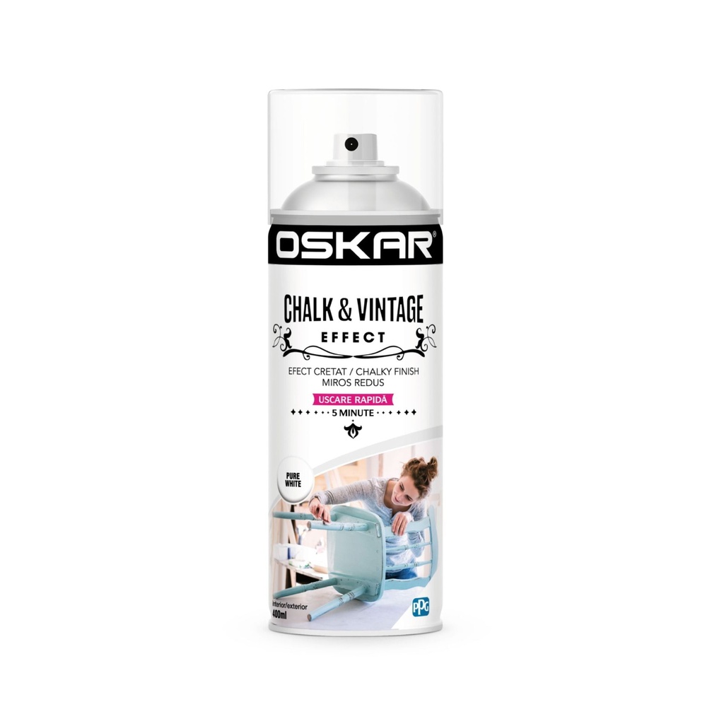 spray chalk vntg eff pure white 400ml oskar